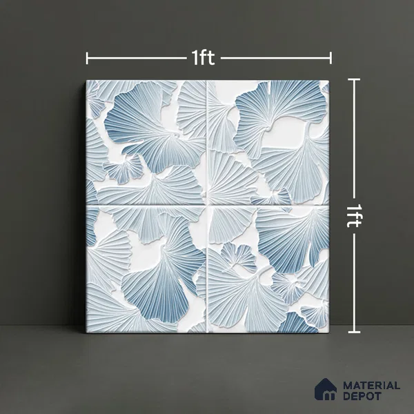 Floral Wall Tile TL 07244 B Florina 1006 1 ft x 1 ft Ceramic Glossy Finish - 9 mm  | 2 mm Spacer is Mandatory | Please Expect a Slight Variation of Pattern (Sample)